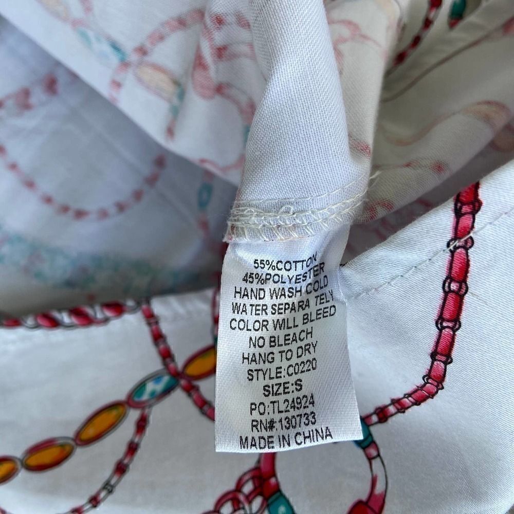 NEW Umgee White Button Front Skirt Chain Print - Picture 4 of 4